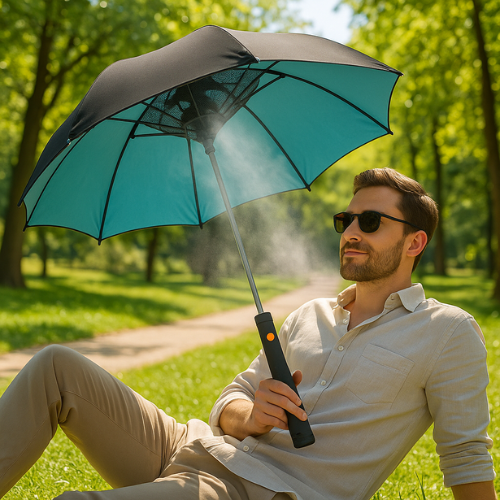 Scandicareswe AirShade Paraply – Fläkt & Mistkyla i Ett